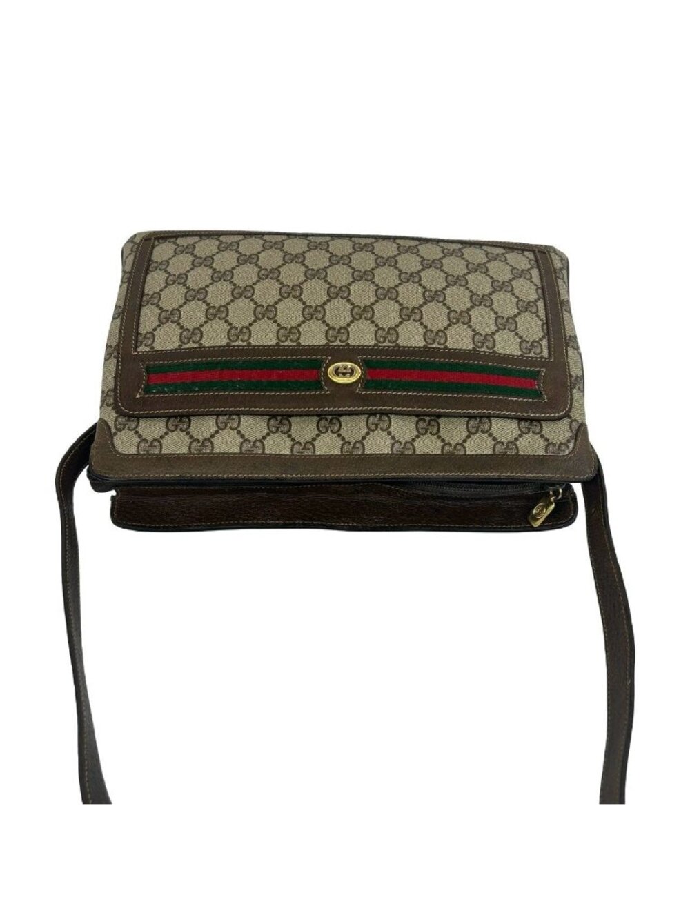 Gucci Vintage Sherry Line GG Pattern Logo Leather Shoulder Bag Brown - Picture 4 of 10